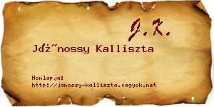 Jánossy Kalliszta névjegykártya